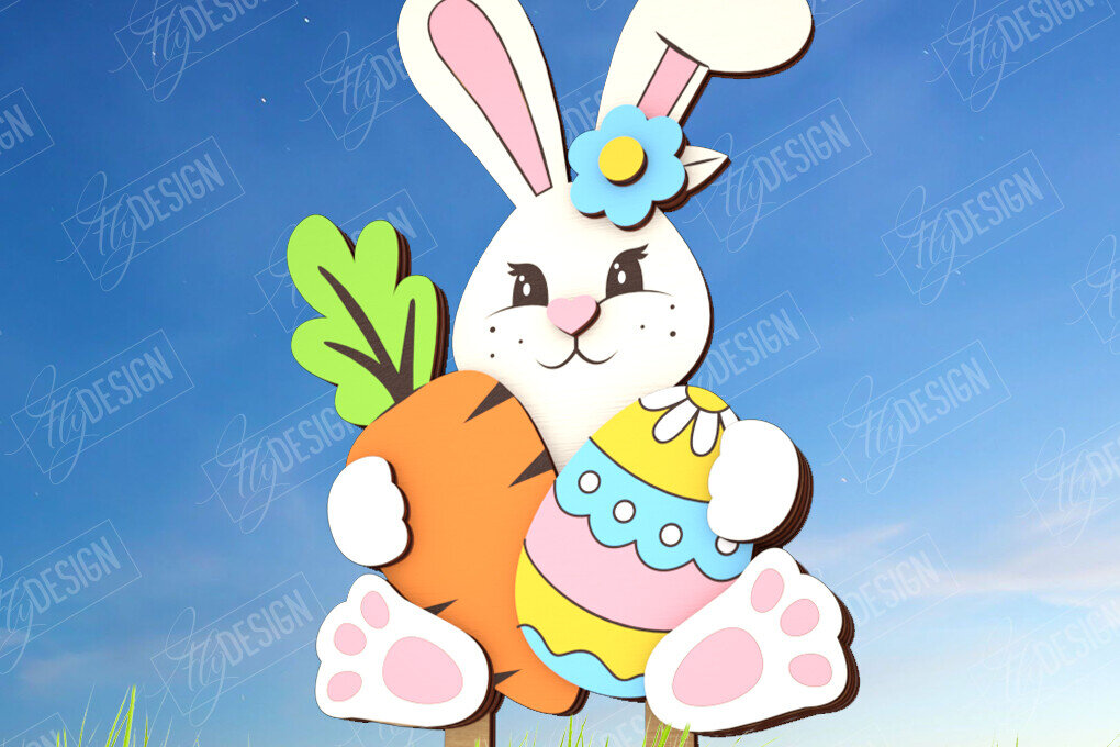 Σετ των 2 Intra απο ξύλο plywood  Χρώμα wenge 3mm-4mm πάχος - Πασχαλιές στον κήπο του Πάσχα | Διακόσμηση Κήπου Δίασταση 15x15 cm INTRAFABR-111082070