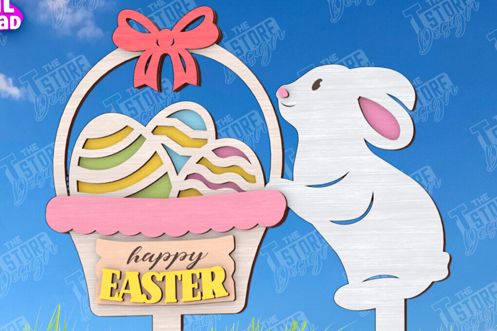 Σετ των 2 Intra απο ξύλο plywood  Χρώμα wenge 3mm-4mm πάχος - Πασχαλιές στον κήπο του Πάσχα | Διακόσμηση Κήπου Δίασταση 15x15 cm INTRAFABR-104668458