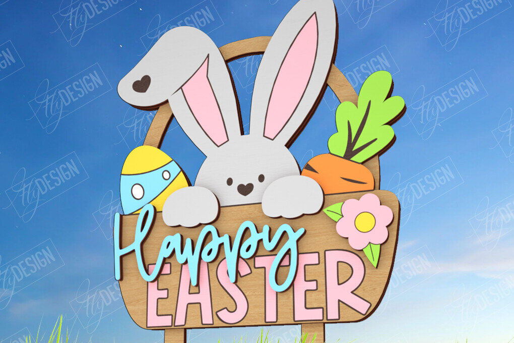 Σετ των 2 Intra απο ξύλο plywood  Χρώμα wenge 3mm-4mm πάχος - Πασχαλιές στον κήπο του Πάσχα | Διακόσμηση Κήπου Δίασταση 15x15 cm INTRAFABR-115441286