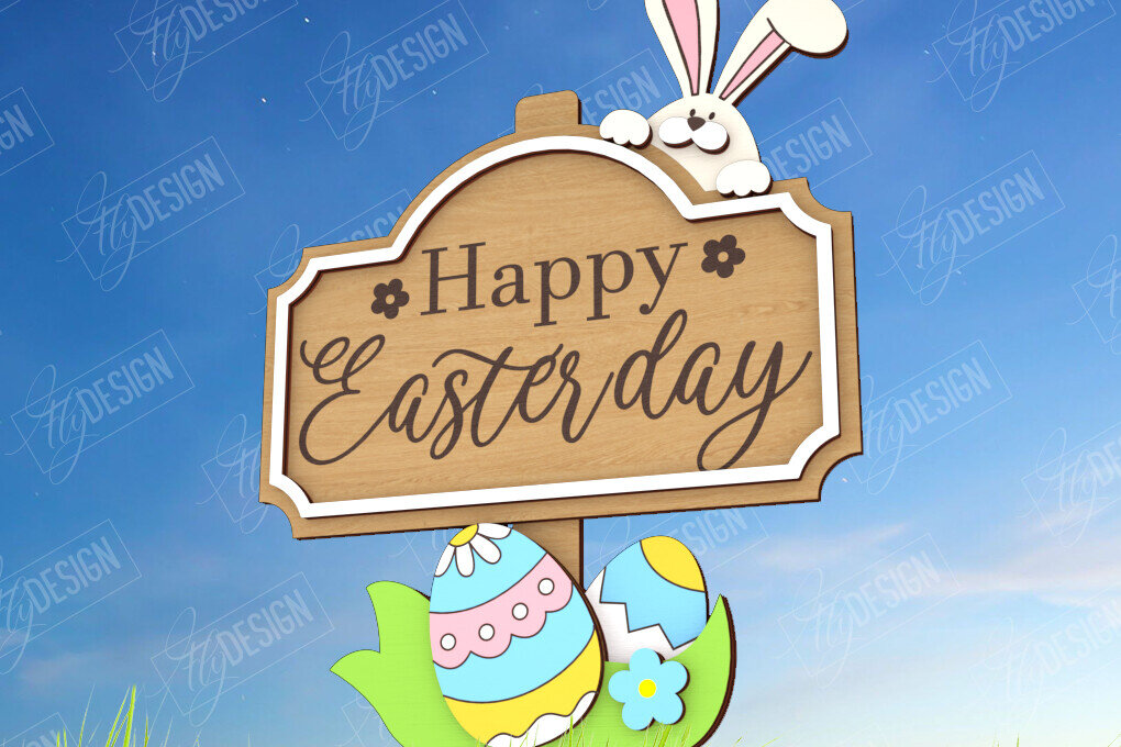 Σετ των 2 Intra απο ξύλο plywood  Χρώμα wenge 3mm-4mm πάχος - Πασχαλιές στον κήπο του Πάσχα | Διακόσμηση Κήπου Δίασταση 15x15 cm INTRAFABR-115441327