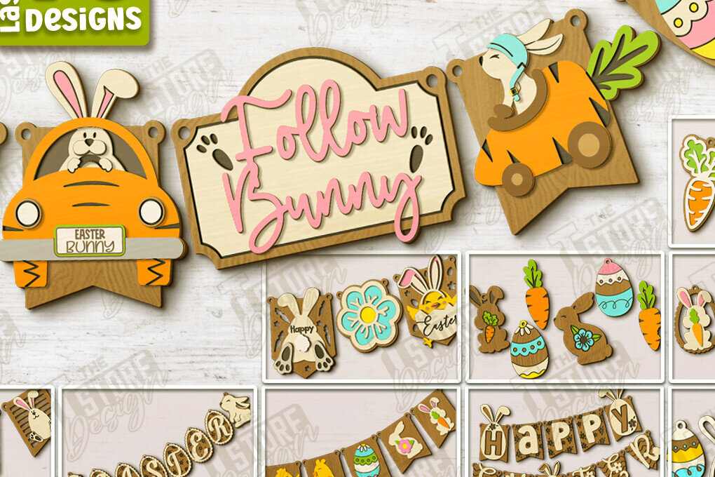 Σετ των 2 Intra απο ξύλο plywood  Χρώμα wenge 3mm-4mm πάχος - Πασχαλινή γιρλάντα | Πασχαλινό πανό Δίασταση 15x15 cm INTRAFABR-115488291