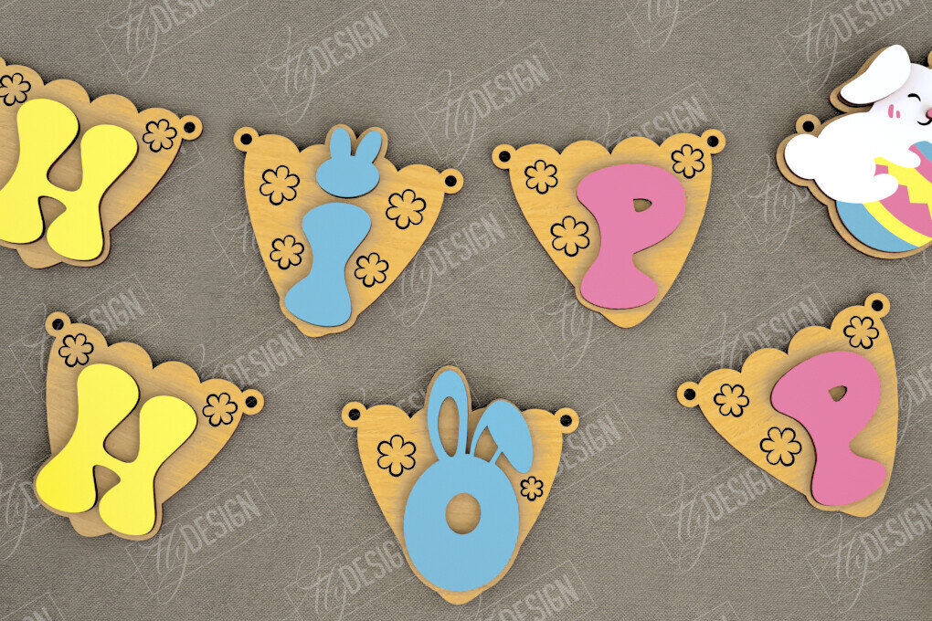 Σετ των 2 Intra απο ξύλο plywood  Χρώμα wenge 3mm-4mm πάχος - Πασχαλινή γιρλάντα | Πασχαλινό Πανό | CNC Δίασταση 15x15 cm INTRAFABR-115441277