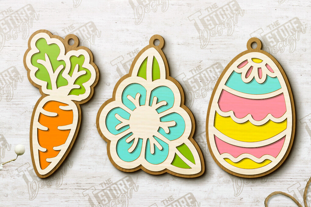 Σετ των 2 Intra απο ξύλο plywood  Χρώμα wenge 3mm-4mm πάχος - Πασχαλινή γιρλάντα | Πασχαλινό Πανό | Διακοπές Δίασταση 15x15 cm INTRAFABR-111536084