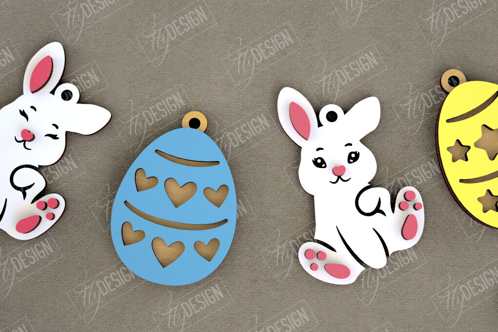 Σετ των 2 Intra απο ξύλο plywood  Χρώμα wenge 3mm-4mm πάχος - Πασχαλινή γιρλάντα | Πασχαλινό Πανό | Αργία Δίασταση 15x15 cm INTRAFABR-111536043