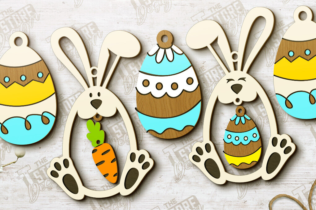 Σετ των 2 Intra απο ξύλο plywood  Χρώμα wenge 3mm-4mm πάχος - Πασχαλινή γιρλάντα | Πασχαλινό Πανό | Διακοπές Δίασταση 15x15 cm INTRAFABR-39280359