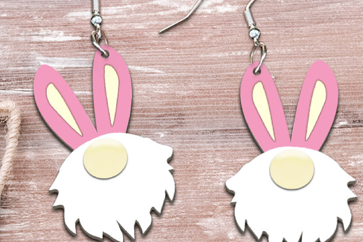 Σετ των 3 Intra απο ξύλο plywood  Χρώμα wenge 3mm-4mm πάχος - Πασχαλινά σκουλαρίκια Gnome με λέιζερ. Δίασταση 3x3 cm INTRAFABR-118203585