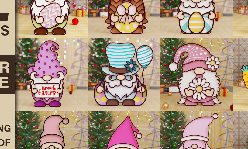 Intra απο ξύλο plywood  Χρώμα wenge 3mm-4mm πάχος - Πασχαλινό Gnome Κοπή Laser Δίασταση 20x25 cm INTRAFABR-120328174