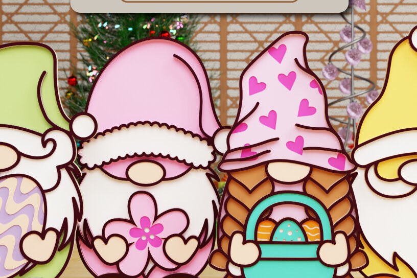 Intra απο ξύλο plywood  Χρώμα wenge 3mm-4mm πάχος - ΔΕΣΜΗ κοπής με λέιζερ Easter Gnome Δίασταση 20x25 cm INTRAFABR-120328147