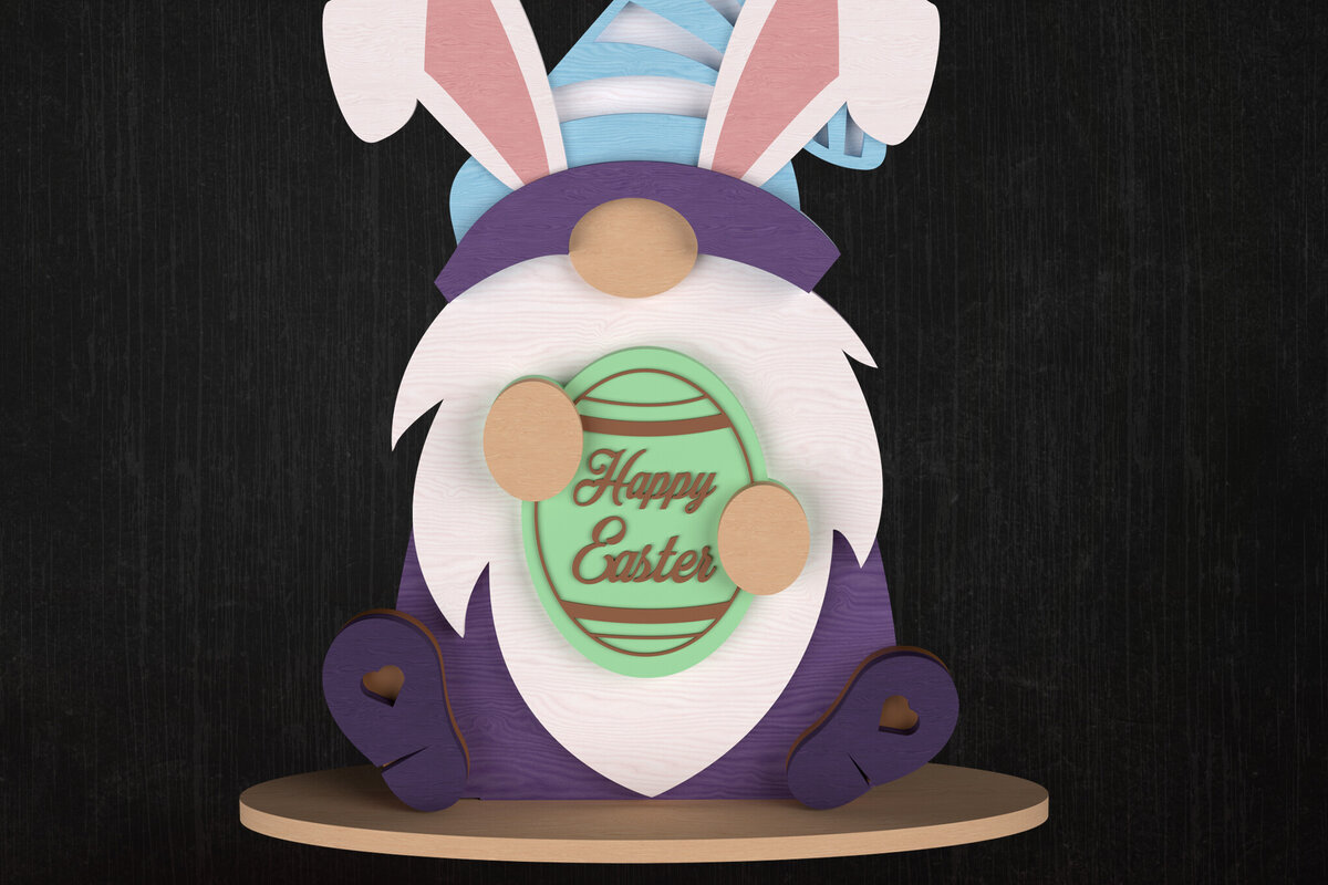 Σετ των 2 Intra απο ξύλο plywood  Χρώμα wenge 3mm-4mm πάχος - Πασχαλινό Gnome με αυγό Δίασταση 6x6 cm INTRAFABR-66525580