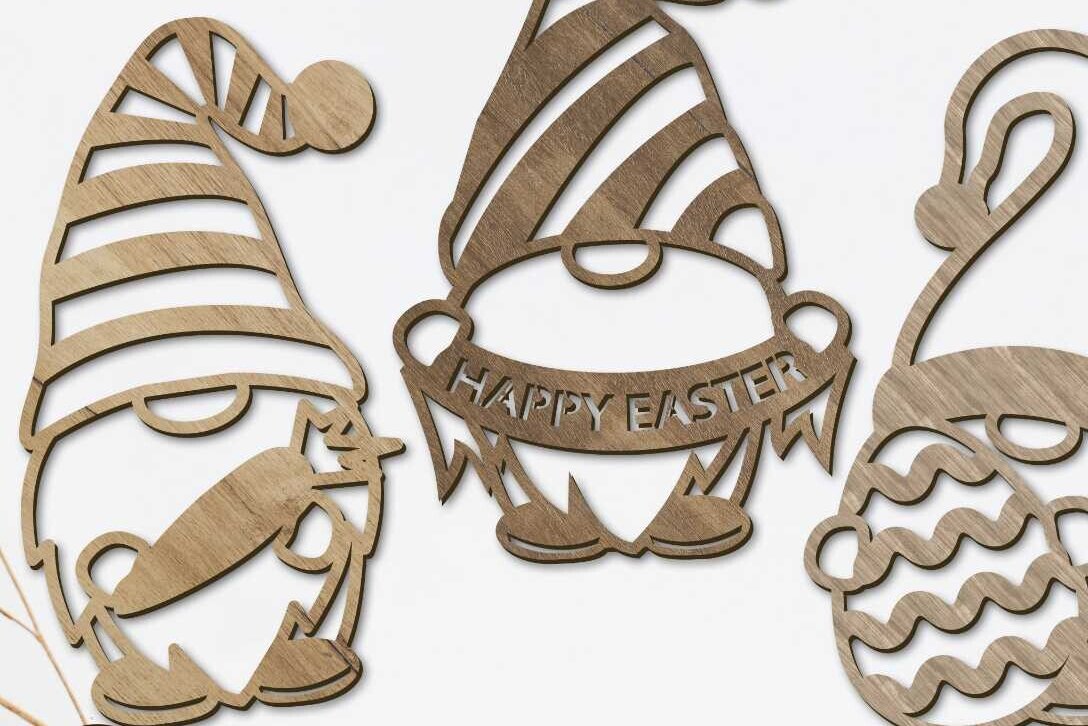 Σετ των 2 Intra απο ξύλο plywood  Χρώμα wenge 3mm-4mm πάχος - Δέσμη Πασχαλινών καλικάντζων, Διακόσμηση με μία στρώση Δίασταση 6x10 cm INTRAFABR-47240649