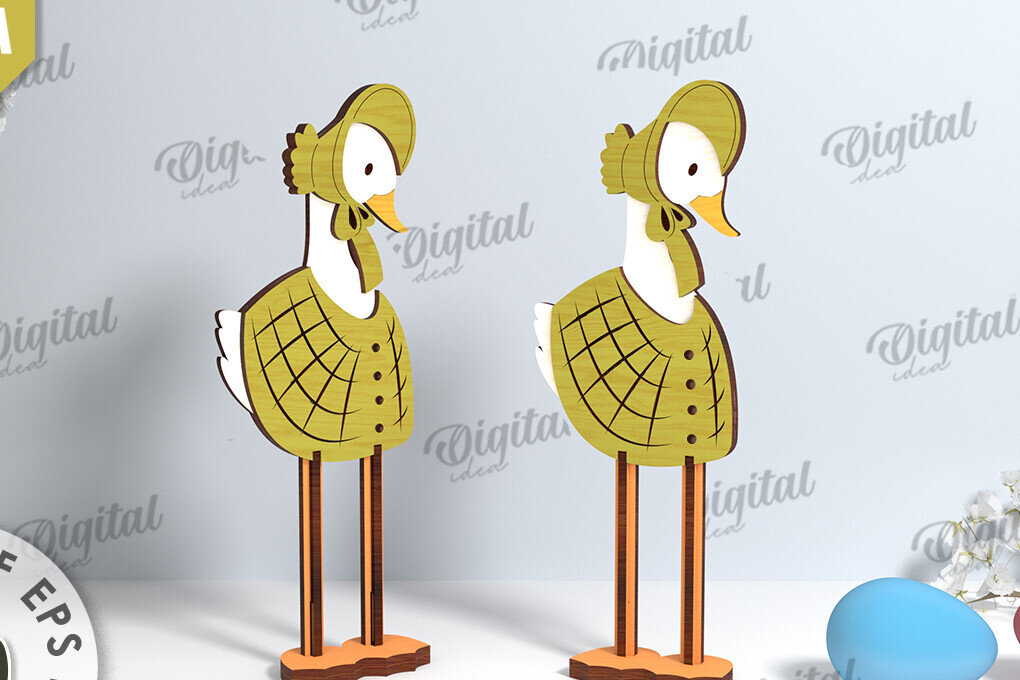 Σετ των 2 Intra απο ξύλο plywood  Χρώμα wenge 3mm-4mm πάχος - Πασχαλινή χήνα . Πασχαλινός χαρακτήρας Δίασταση 15x15 cm INTRAFABR-33952815