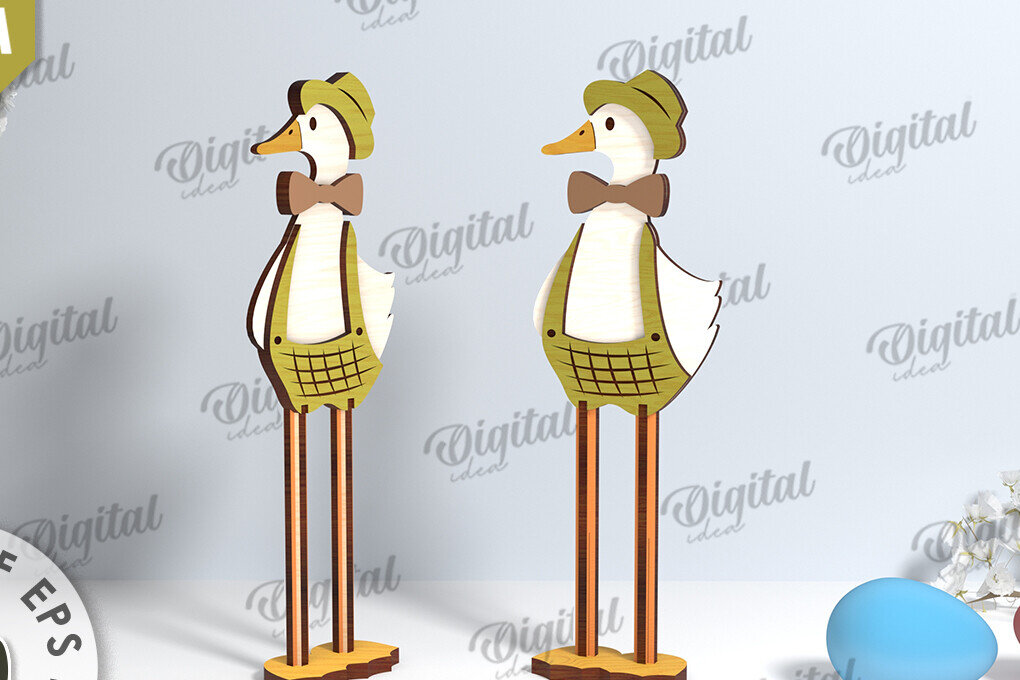 Σετ των 2 Intra απο ξύλο plywood  Χρώμα wenge 3mm-4mm πάχος - Πασχαλινή χήνα . Πασχαλινός χαρακτήρας Δίασταση 15x15 cm INTRAFABR-75679660