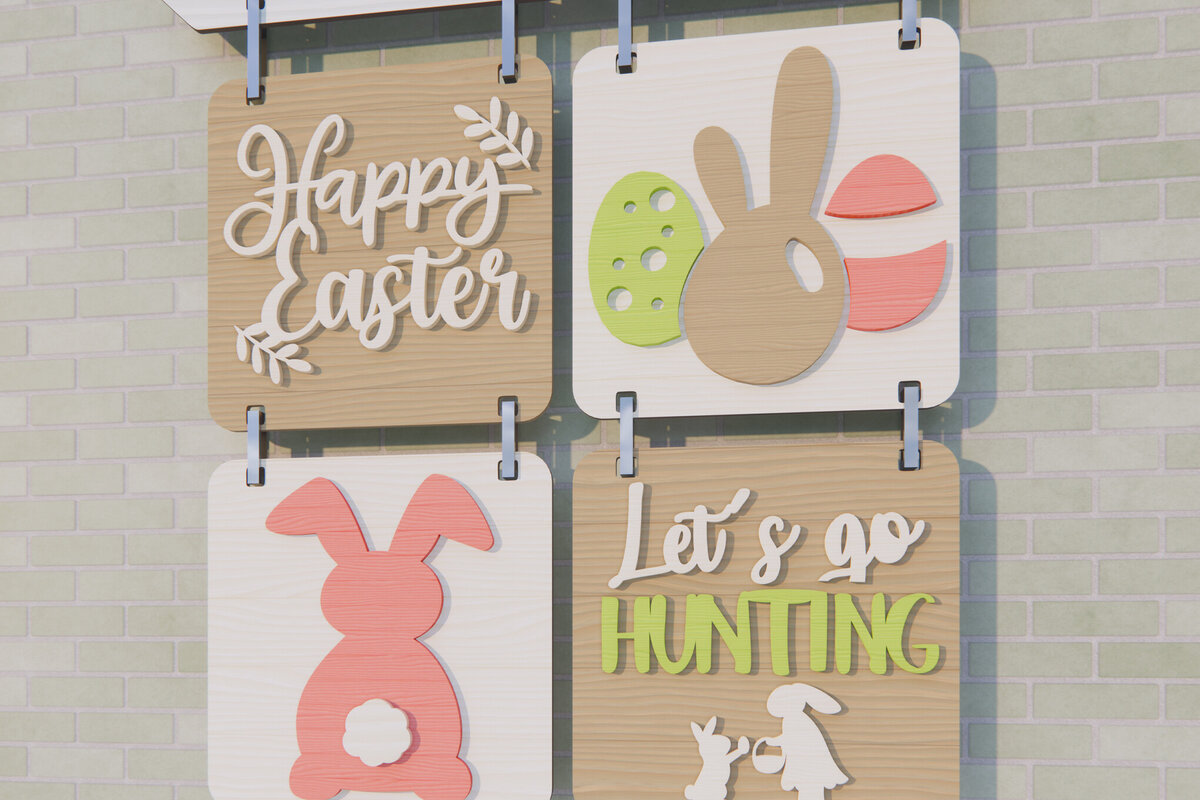 Σετ των 2 Intra απο ξύλο plywood  Χρώμα wenge 3mm-4mm πάχος - Πασχαλινή Κρεμαστή εναλλάξιμη πινακίδα Δίασταση 15x15 cm INTRAFABR-75679653