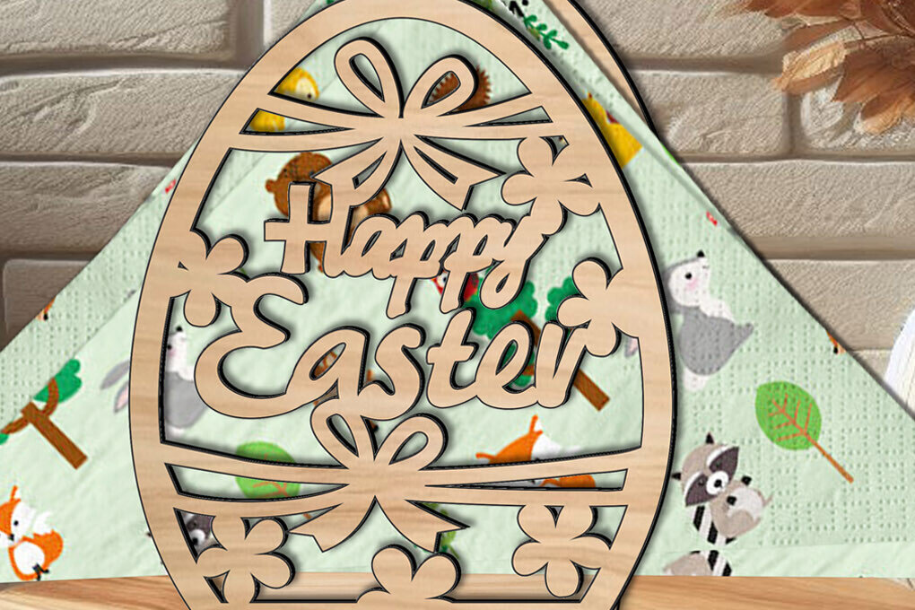 Σετ των 2 Intra απο ξύλο plywood  Χρώμα wenge 3mm-4mm πάχος - Πασχαλινή γιορτινή χαρτοπετσέτα λουλούδια αυγών Δίασταση 15x15 cm INTRAFABR-65078018