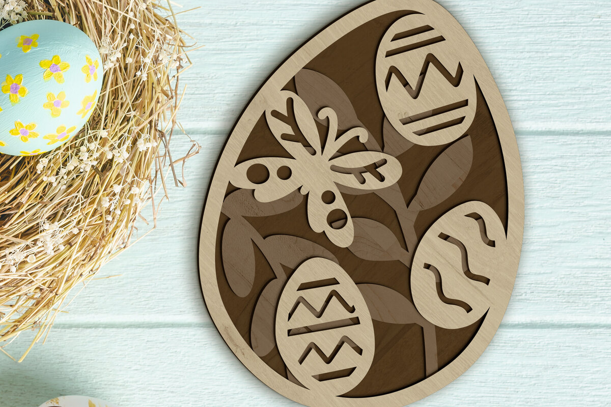 Σετ των 2 Intra απο ξύλο plywood  Χρώμα wenge 3mm-4mm πάχος - Πασχαλινή διακόσμηση σπιτιού, πρότυπο αυγών σε στρώσεις Δίασταση 2x7 cm INTRAFABR-109409696