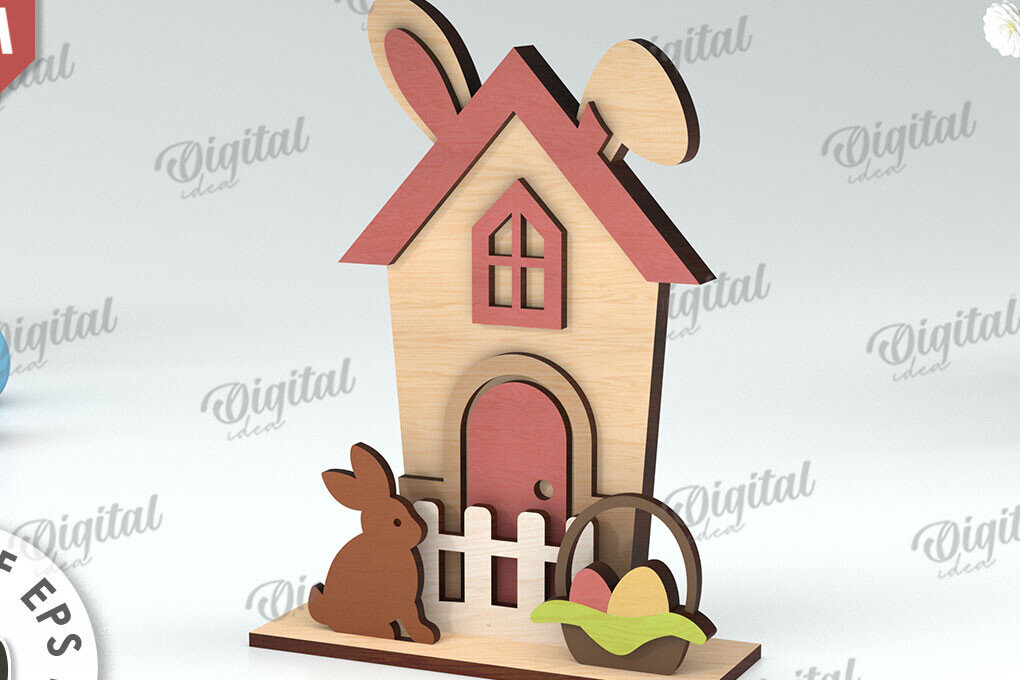 Σετ των 2 Intra απο ξύλο plywood  Χρώμα wenge 3mm-4mm πάχος - Πασχαλινό σπίτι . Tiny House Δίασταση 15x15 cm INTRAFABR-42938559