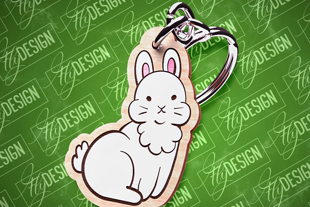 Σετ των 2 Intra απο ξύλο plywood  Χρώμα wenge 3mm-4mm πάχος - Πασχαλινό Σχέδιο Μπρελόκ | Λαγουδάκι του Πάσχα Δίασταση 4x4 cm INTRAFABR-102945041