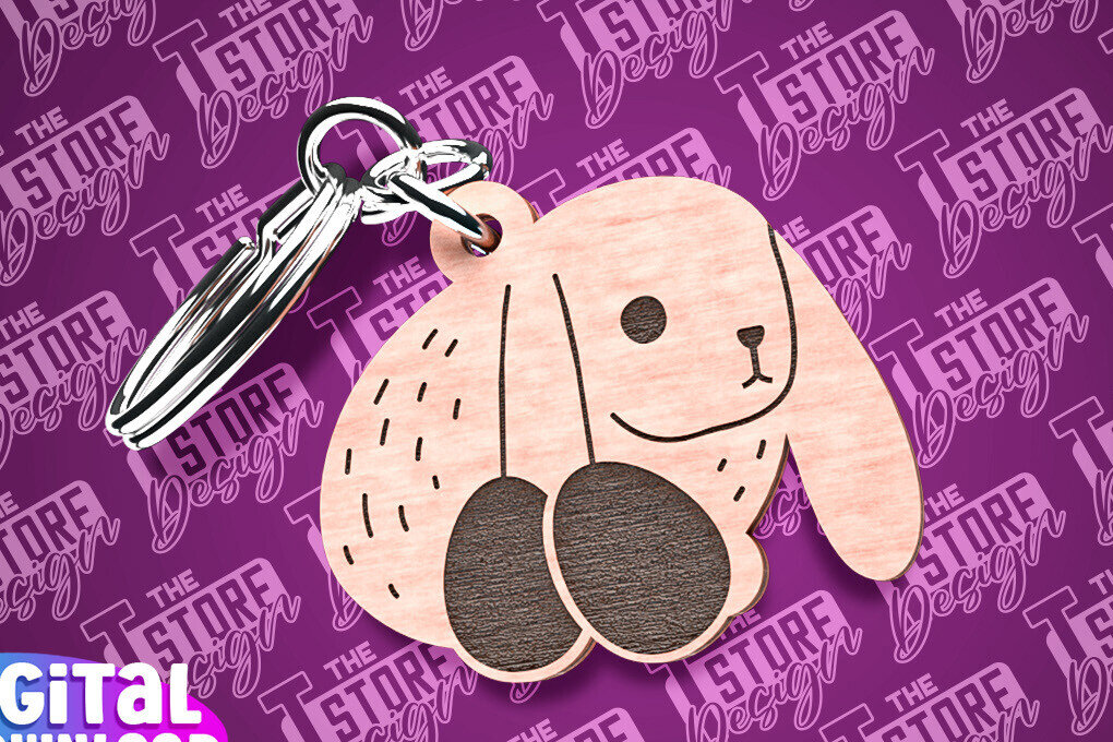 Σετ των 2 Intra απο ξύλο plywood  Χρώμα wenge 3mm-4mm πάχος - Πασχαλινό Σχέδιο Μπρελόκ | Λαγουδάκι του Πάσχα Δίασταση 4x4 cm INTRAFABR-101828058