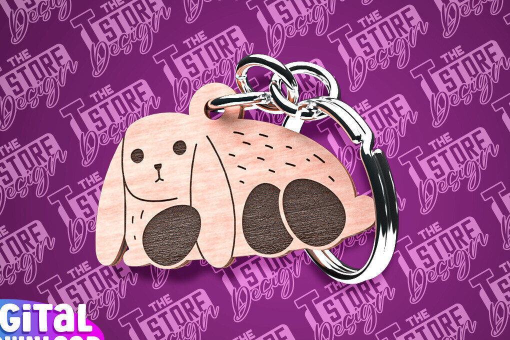 Σετ των 2 Intra απο ξύλο plywood  Χρώμα wenge 3mm-4mm πάχος - Πασχαλινό Σχέδιο Μπρελόκ | Λαγουδάκι του Πάσχα Δίασταση 4x4 cm INTRAFABR-101828062