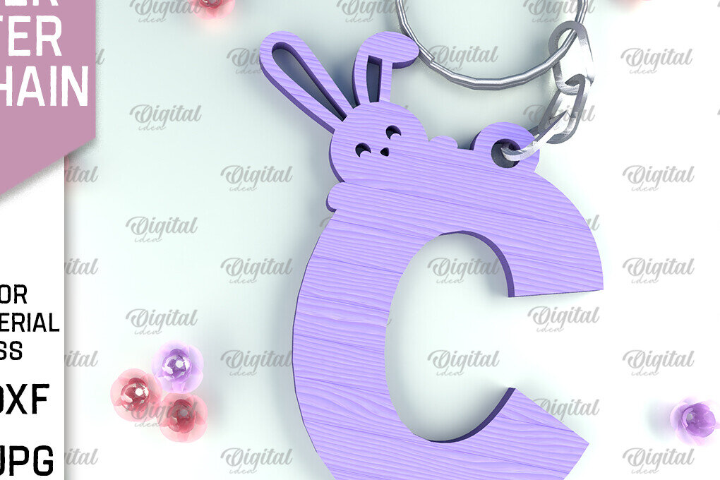 Σετ των 2 Intra απο ξύλο plywood  Χρώμα wenge 3mm-4mm πάχος - Πασχαλινό μπρελόκ με λέιζερ. Γράμμα Γ Δίασταση 4x4 cm INTRAFABR-74549130