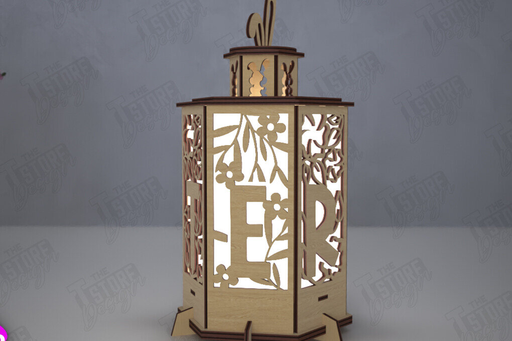 Σετ των 2 Intra απο ξύλο plywood  Χρώμα wenge 3mm-4mm πάχος - Πασχαλινό Φανάρι | 3D Φανάρι |Λαμπτήρας Σκιών Δίασταση 15x15 cm INTRAFABR-114795899