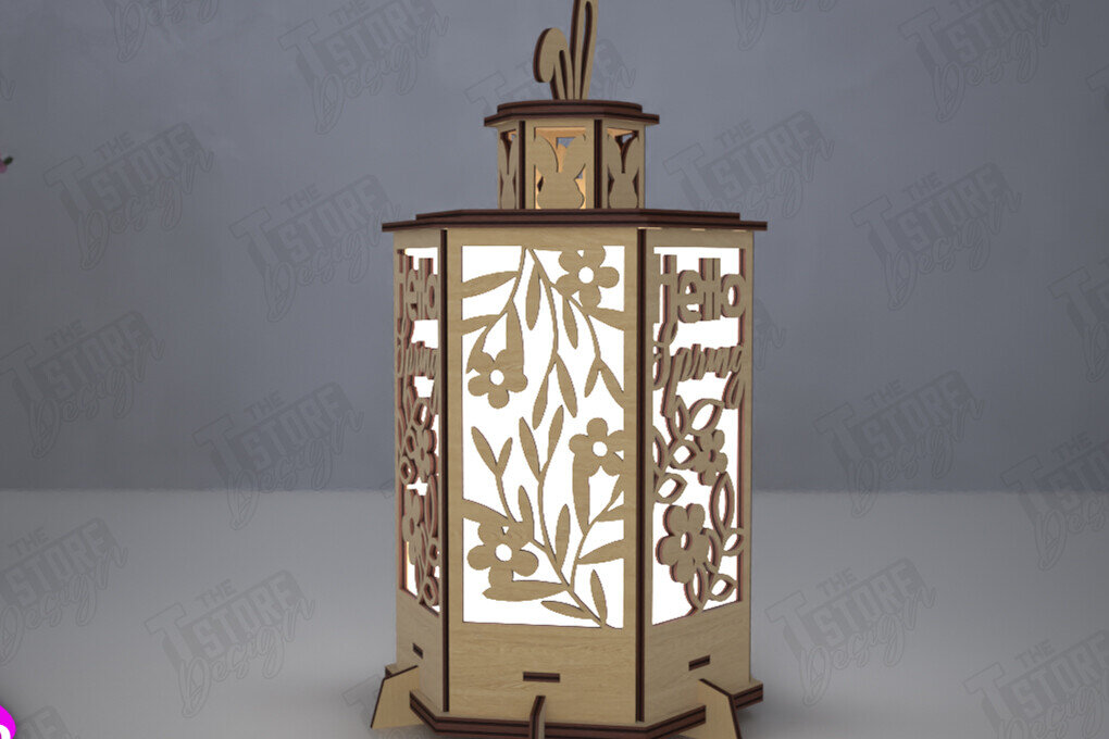 Σετ των 2 Intra απο ξύλο plywood  Χρώμα wenge 3mm-4mm πάχος - Πασχαλινό Φανάρι | 3D Φανάρι |Λαμπτήρας Σκιών Δίασταση 15x15 cm INTRAFABR-114795948