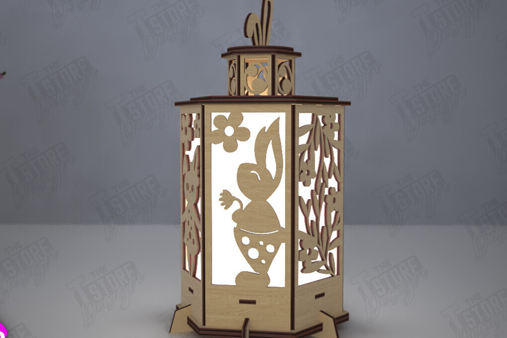 Σετ των 2 Intra απο ξύλο plywood  Χρώμα wenge 3mm-4mm πάχος - Πασχαλινό Φανάρι | 3D Φανάρι |Λαμπτήρας Σκιών Δίασταση 15x15 cm INTRAFABR-114738189