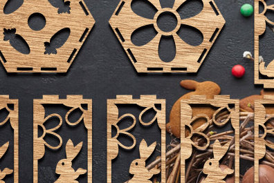 Σετ των 2 Intra απο ξύλο plywood  Χρώμα wenge 3mm-4mm πάχος - Πασχαλινό Φανάρι Δίασταση 15x15 cm INTRAFABR-114738372