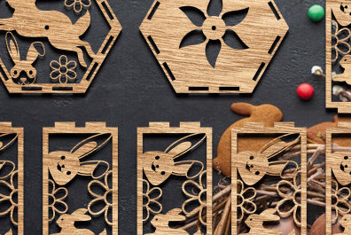 Σετ των 2 Intra απο ξύλο plywood  Χρώμα wenge 3mm-4mm πάχος - Πασχαλινό Φανάρι Δίασταση 15x15 cm INTRAFABR-114795884