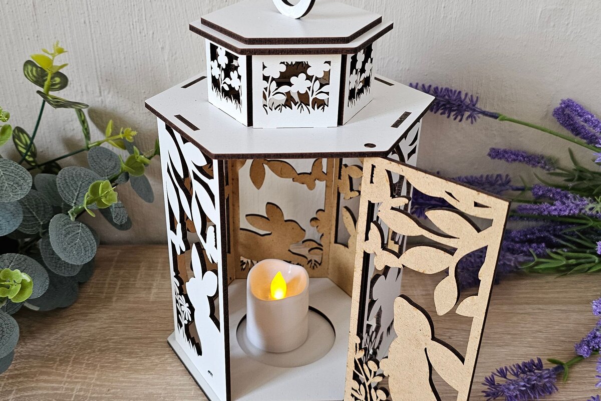 Σετ των 2 Intra απο ξύλο plywood  Χρώμα wenge 3mm-4mm πάχος - Πασχαλινό Φανάρι | κοπής με λέιζερ | Bu Δίασταση 4x4 cm INTRAFABR-114863940