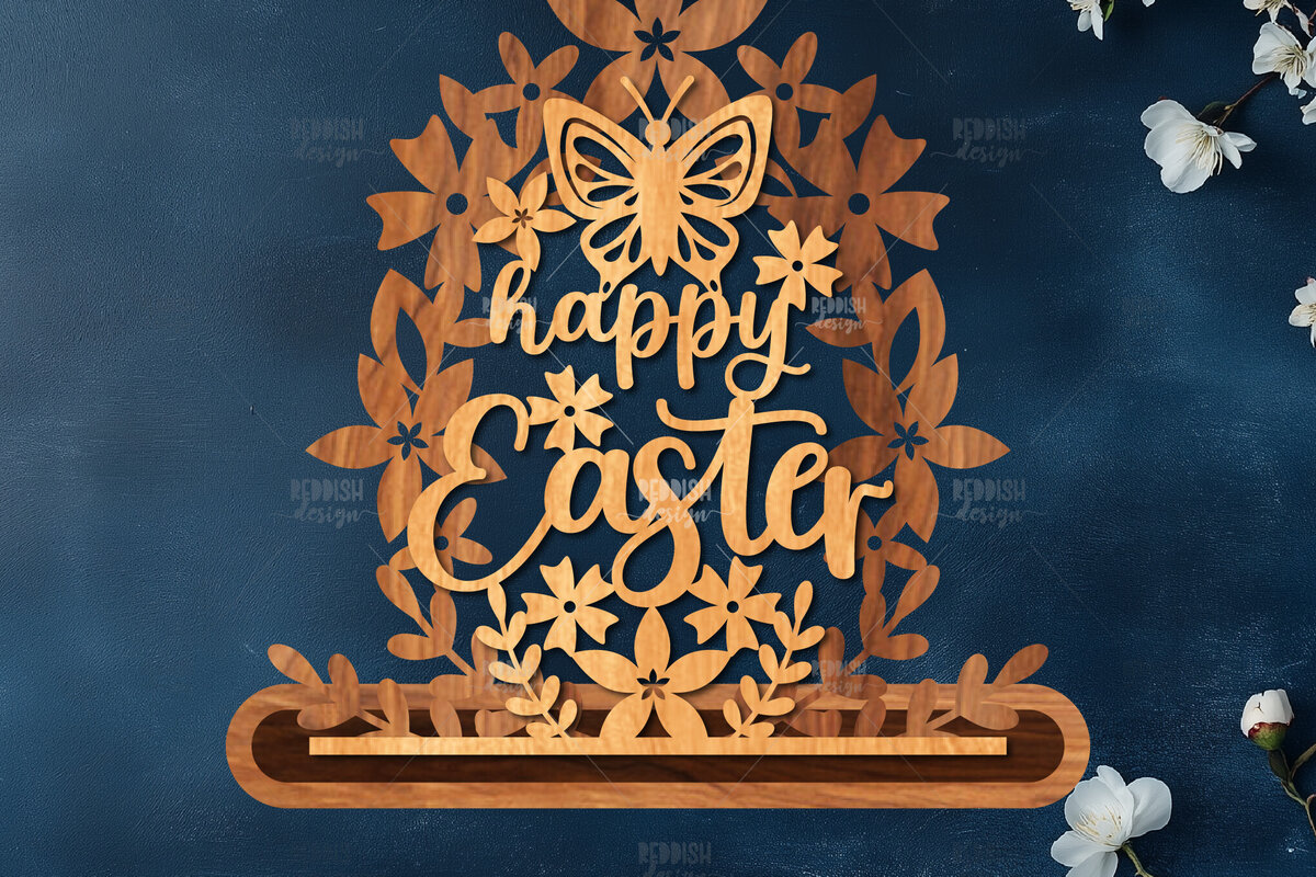 Σετ των 2 Intra απο ξύλο plywood  Χρώμα wenge 3mm-4mm πάχος - Πασχαλινή βάση κοπής με λέιζερ Δίασταση 15x15 cm INTRAFABR-32738770