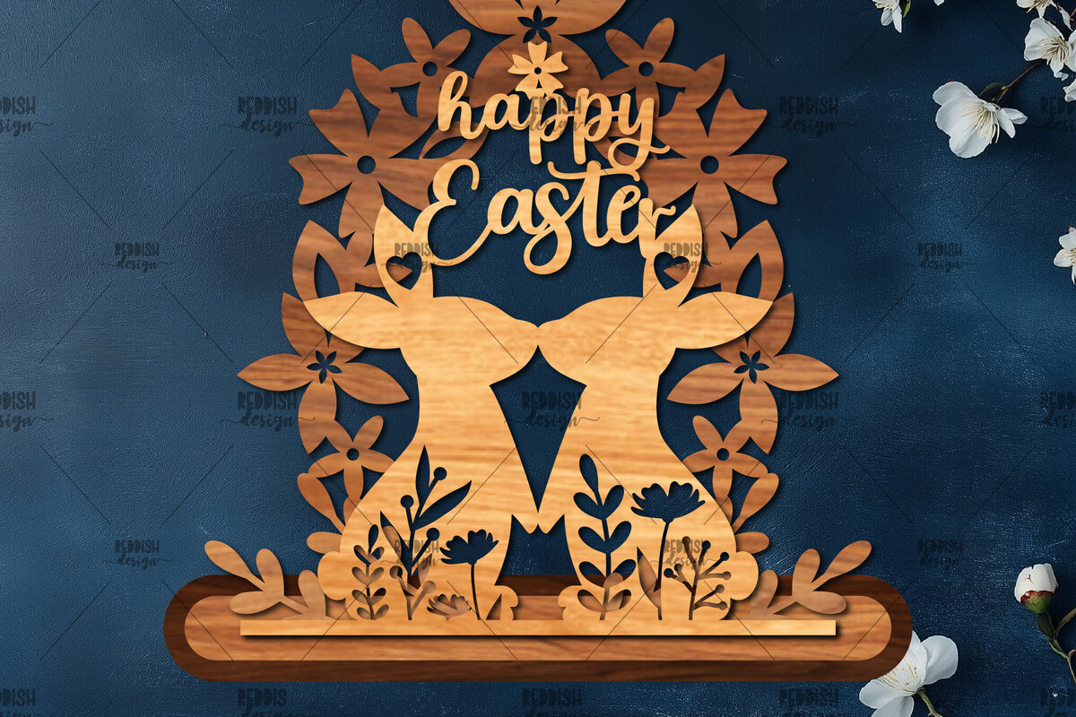 Σετ των 2 Intra απο ξύλο plywood  Χρώμα wenge 3mm-4mm πάχος - Πασχαλινή βάση κοπής με λέιζερ Δίασταση 15x15 cm INTRAFABR-99122420