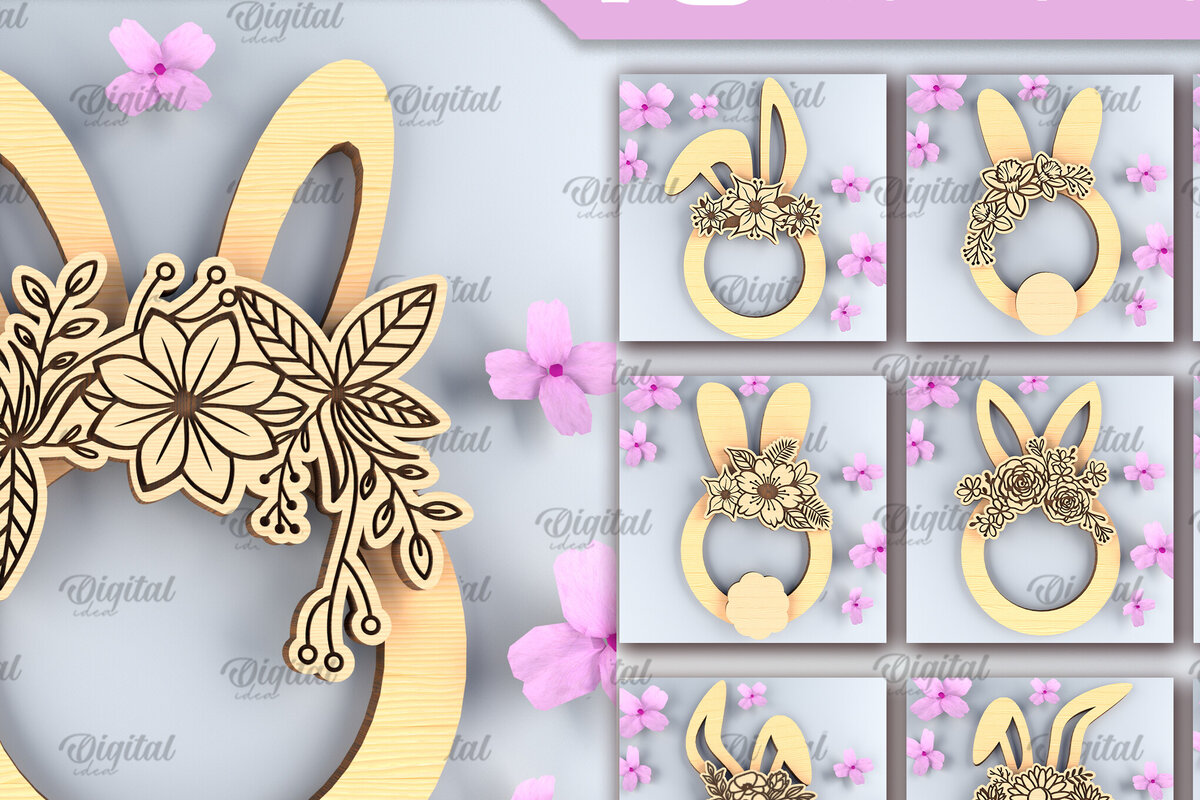 Σετ των 2 Intra απο ξύλο plywood  Χρώμα wenge 3mm-4mm πάχος - Πακέτο Πασχαλινό στεφάνι κοπής με λέιζερ Δίασταση 15x15 cm INTRAFABR-92813120