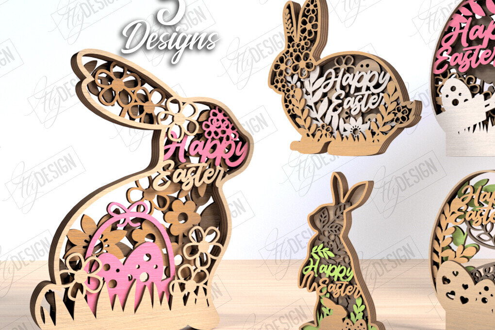 Σετ των 2 Intra απο ξύλο plywood  Χρώμα wenge 3mm-4mm πάχος - Πασχαλινή δέσμη διακόσμησης | 3D Design Δίασταση 15x15 cm INTRAFABR-53165707