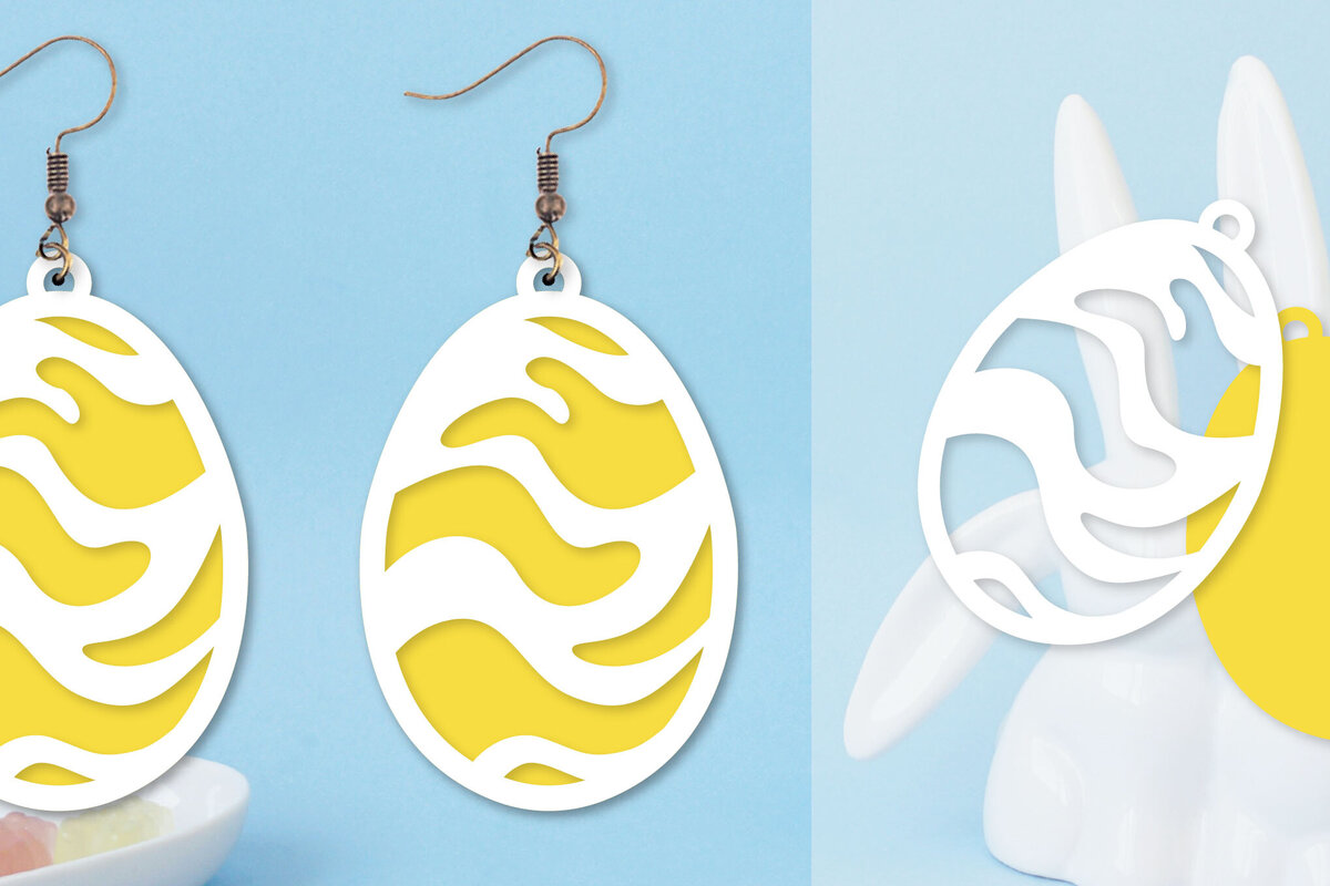 Σετ των 3 Intra απο ξύλο plywood  Χρώμα wenge 3mm-4mm πάχος - Πασχαλινά σκουλαρίκια I Πασχαλινό αυγό Δίασταση 3x3 cm INTRAFABR-53905025