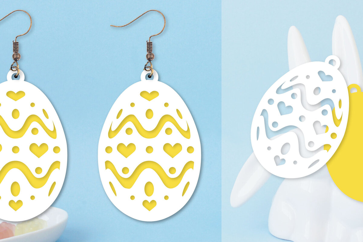 Σετ των 3 Intra απο ξύλο plywood  Χρώμα wenge 3mm-4mm πάχος - Πασχαλινά σκουλαρίκια I Πασχαλινό αυγό Δίασταση 3x3 cm INTRAFABR-116585777