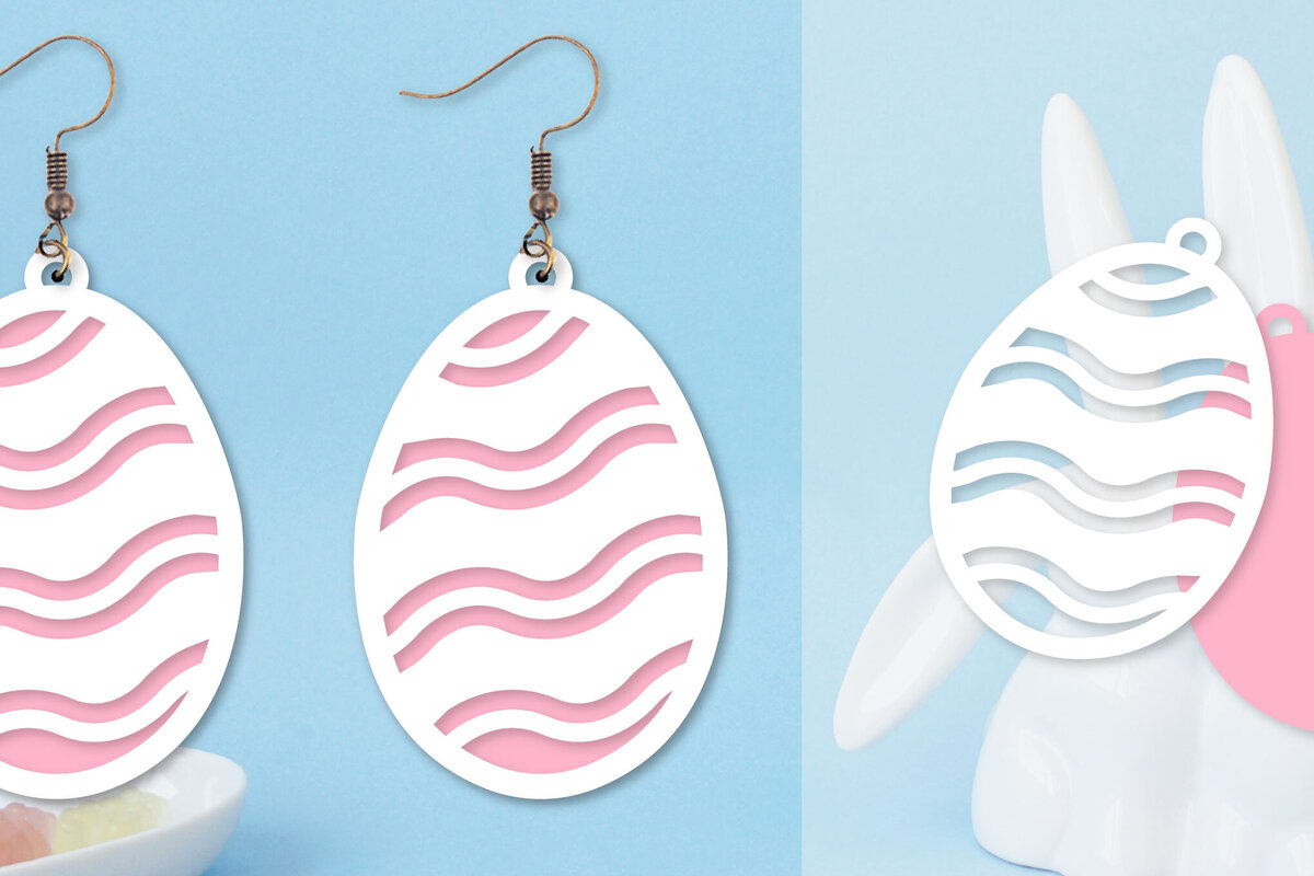 Σετ των 3 Intra απο ξύλο plywood  Χρώμα wenge 3mm-4mm πάχος - Πασχαλινά σκουλαρίκια I Πασχαλινό αυγό Δίασταση 3x3 cm INTRAFABR-96814154