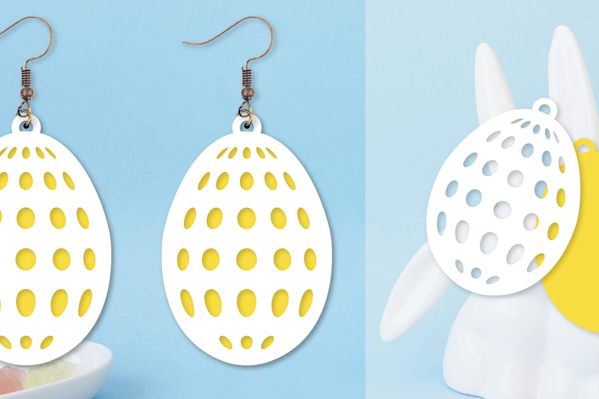 Σετ των 3 Intra απο ξύλο plywood  Χρώμα wenge 3mm-4mm πάχος - Πασχαλινά σκουλαρίκια I Πασχαλινό αυγό Δίασταση 3x3 cm INTRAFABR-96811669