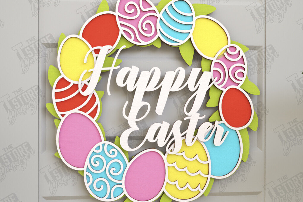 Σετ των 2 Intra απο ξύλο plywood  Χρώμα wenge 3mm-4mm πάχος - Πασχαλινό στεφάνι | Πασχαλινό σχέδιο Δίασταση 15x15 cm INTRAFABR-91982613