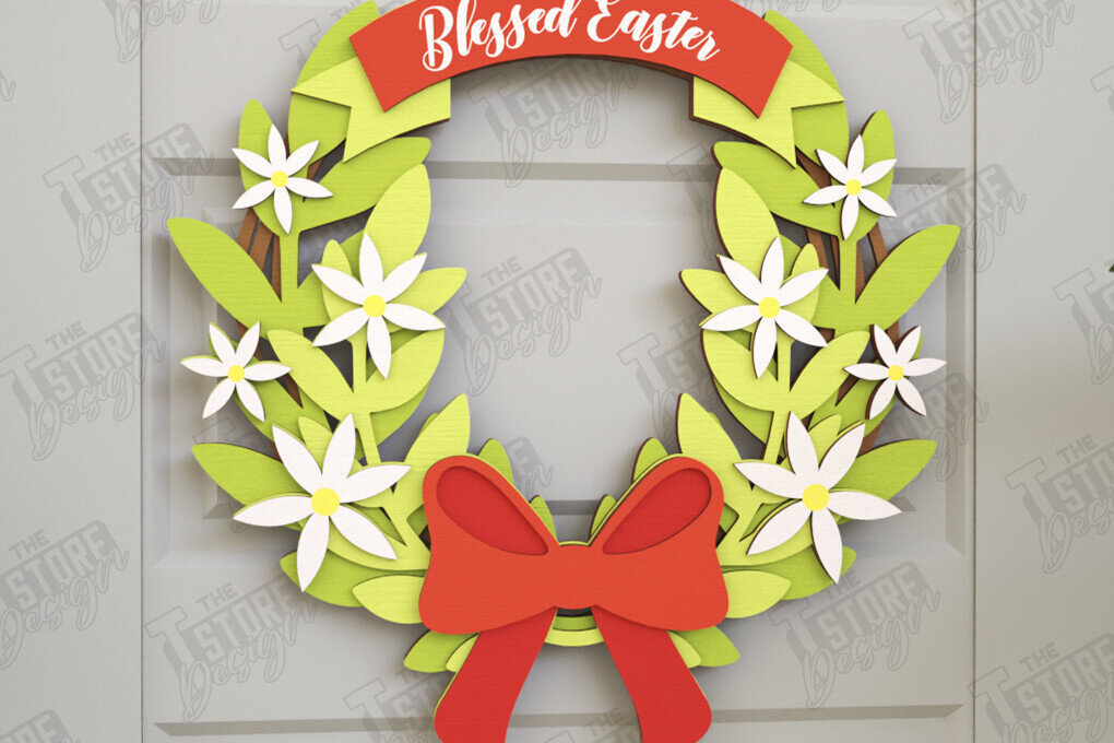 Σετ των 2 Intra απο ξύλο plywood  Χρώμα wenge 3mm-4mm πάχος - Πασχαλινό στεφάνι | Πασχαλινό σχέδιο Δίασταση 15x15 cm INTRAFABR-72826569