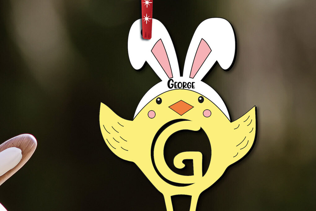 Σετ των 2 Intra απο ξύλο plywood  Χρώμα wenge 3mm-4mm πάχος - Πασχαλινό γράμμα G Bird Chicken Basket Δίασταση 6x6 cm INTRAFABR-120828666