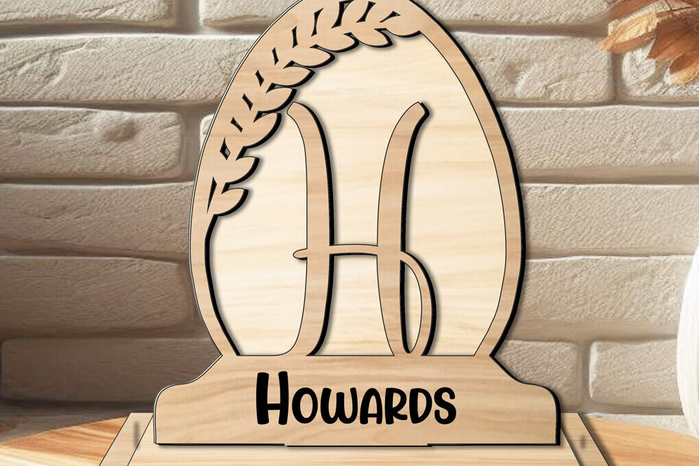 Σετ των 2 Intra απο ξύλο plywood  Χρώμα wenge 3mm-4mm πάχος - Πασχαλινό γράμμα H Οικογενειακή σφαίρα αλφάβητου Δίασταση 15x15 cm INTRAFABR-120841216