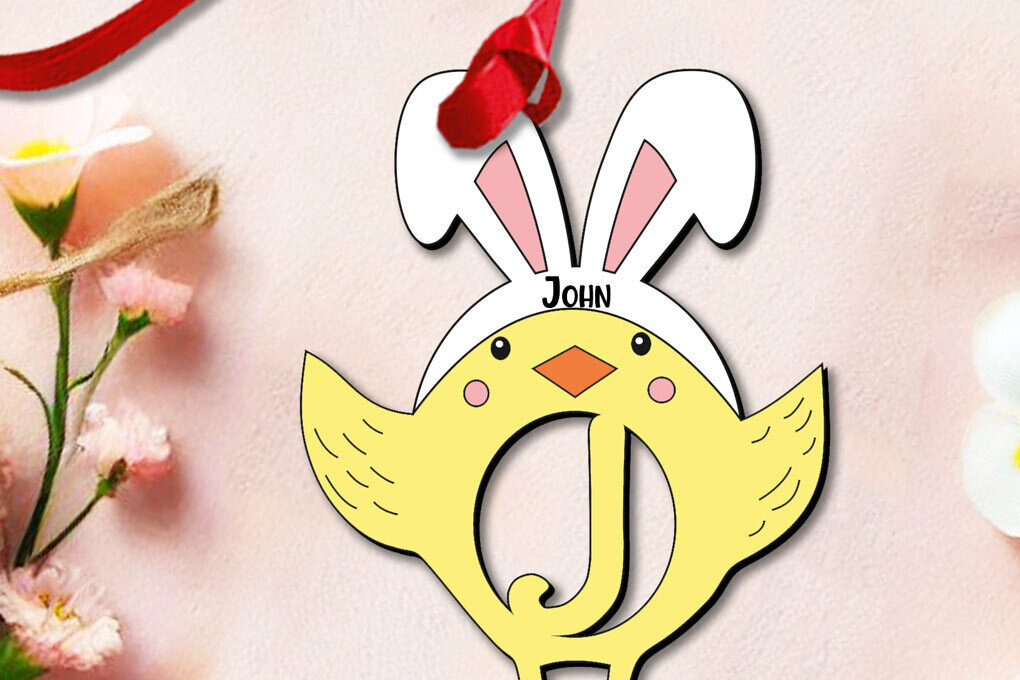 Σετ των 2 Intra απο ξύλο plywood  Χρώμα wenge 3mm-4mm πάχος - Πασχαλινό γράμμα J Bird Chicken Basket Όνομα Δίασταση 6x6 cm INTRAFABR-120841468