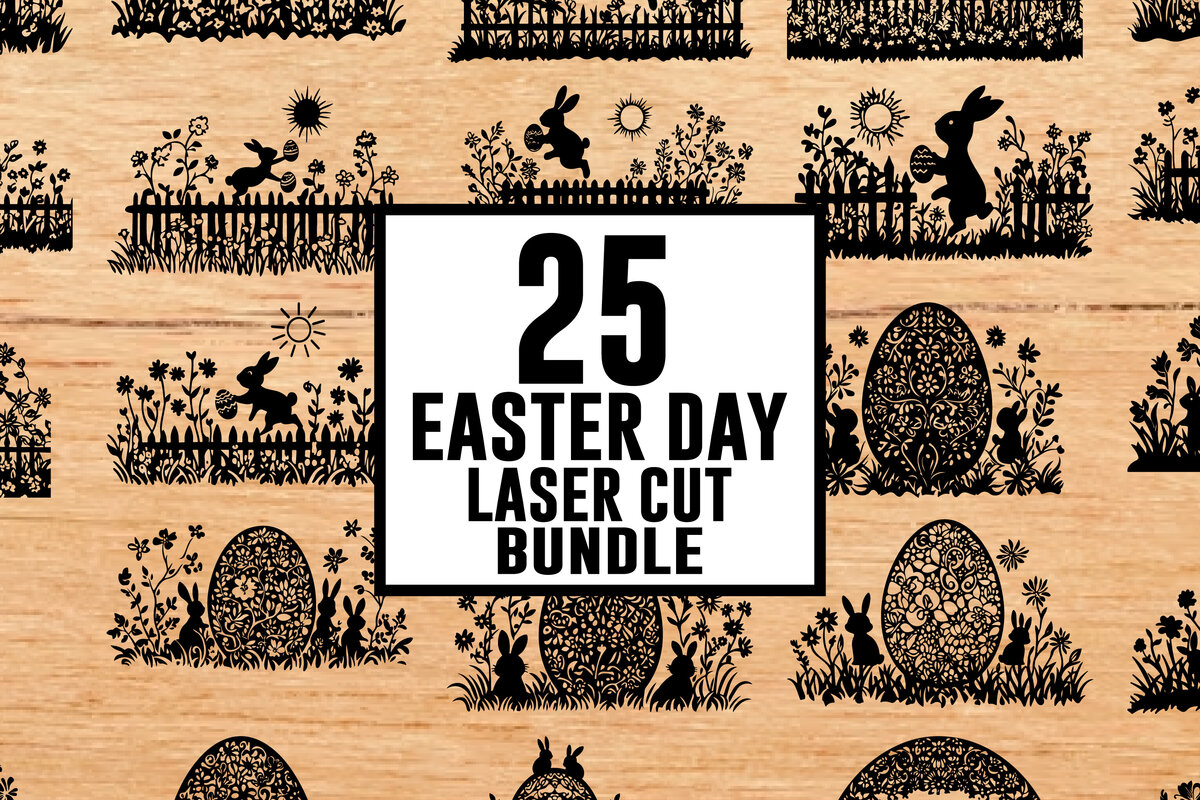 Σετ των 2 Intra απο ξύλο plywood  Χρώμα wenge 3mm-4mm πάχος - Easter Magic - 25 σχέδια κοπής με λέιζερ Δίασταση 4x4 cm INTRAFABR-77192985