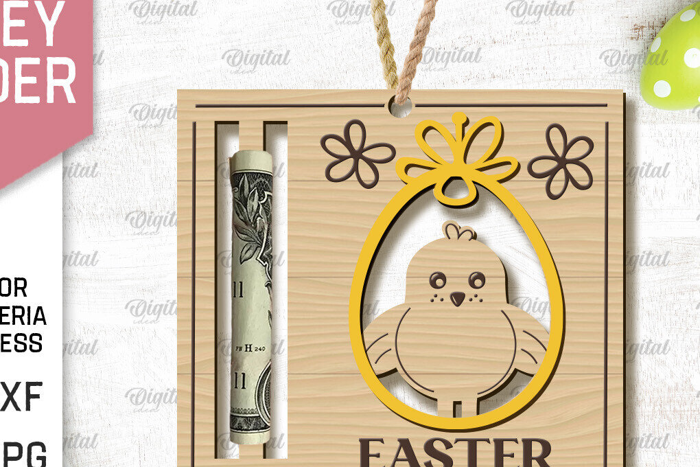 Σετ των 2 Intra απο ξύλο plywood  Χρώμα wenge 3mm-4mm πάχος - Πασχαλινή θήκη χρημάτων με λέιζερ Δίασταση 15x15 cm INTRAFABR-29770003