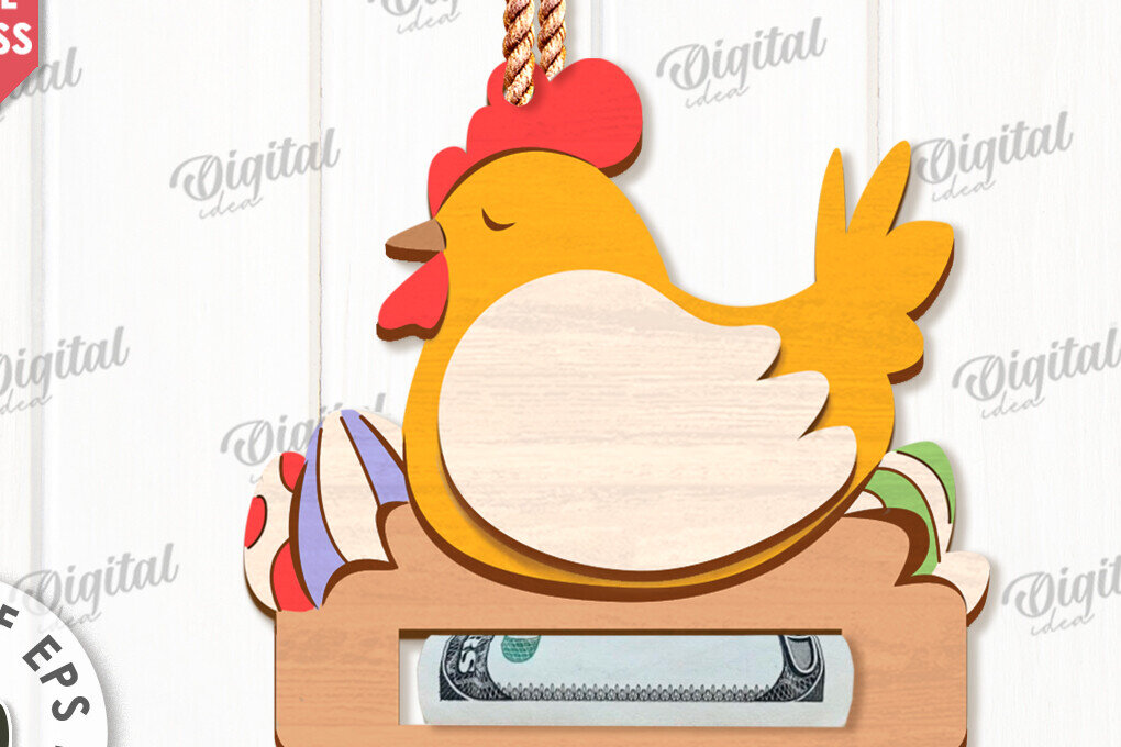 Σετ των 2 Intra απο ξύλο plywood  Χρώμα wenge 3mm-4mm πάχος - Πασχαλινή θήκη χρημάτων με λέιζερ Δίασταση 15x15 cm INTRAFABR-95790890