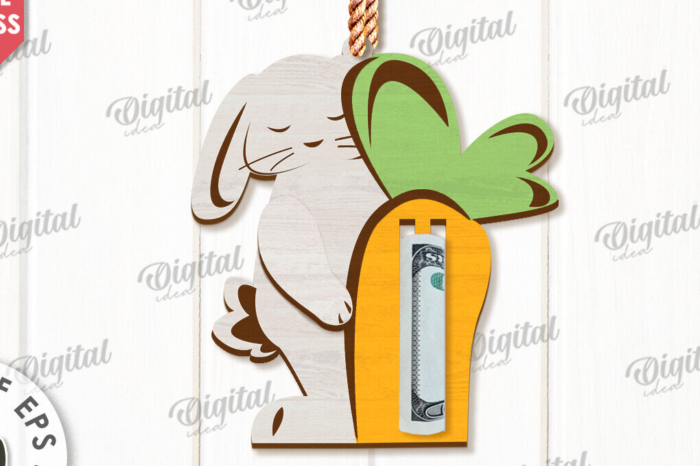 Σετ των 2 Intra απο ξύλο plywood  Χρώμα wenge 3mm-4mm πάχος - Πασχαλινή θήκη χρημάτων με λέιζερ Δίασταση 15x15 cm INTRAFABR-95790904