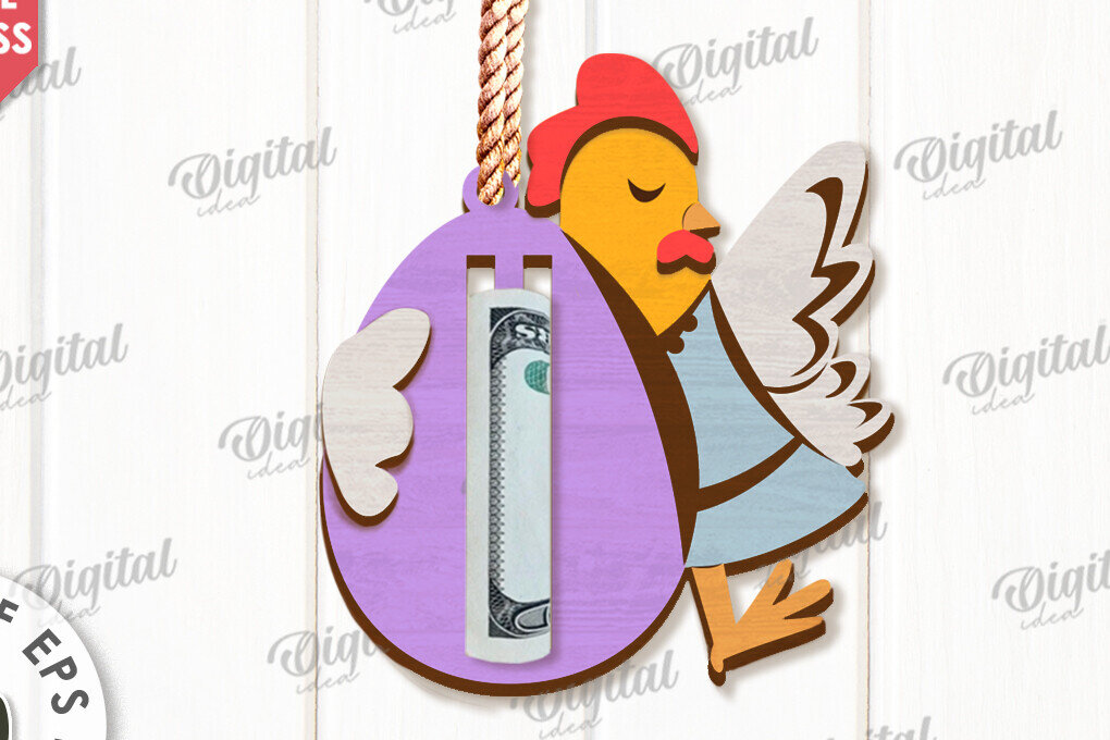 Σετ των 2 Intra απο ξύλο plywood  Χρώμα wenge 3mm-4mm πάχος - Πασχαλινή θήκη χρημάτων με λέιζερ Δίασταση 15x15 cm INTRAFABR-95790932