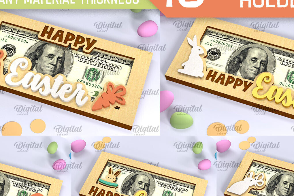 Σετ των 2 Intra απο ξύλο plywood  Χρώμα wenge 3mm-4mm πάχος - Πασχαλινοί κάτοχοι χρημάτων Δέσμη κοπής με λέιζερ Δίασταση 15x15 cm INTRAFABR-76076043