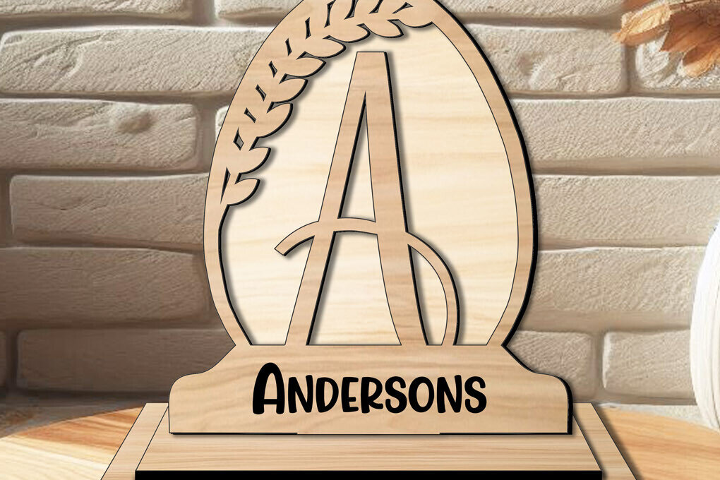 Σετ των 2 Intra απο ξύλο plywood  Χρώμα wenge 3mm-4mm πάχος - Πασχαλινό μονόγραμμα Γράμμα μια οικογενειακή σφαίρα Δίασταση 15x15 cm INTRAFABR-119308162